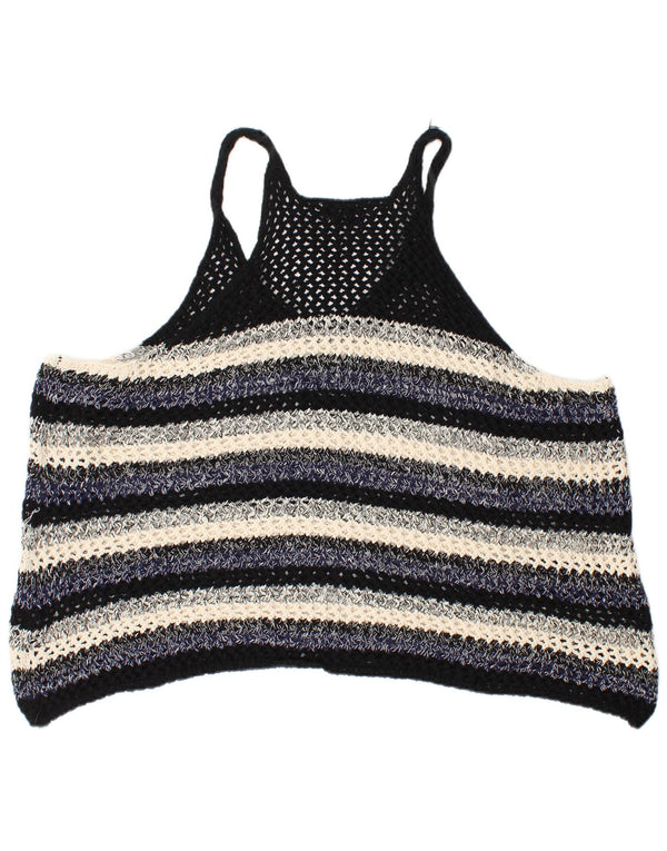 Zara Chemisier surdimensionné sans manches pour femme UK 10 Petit bleu marine rayé