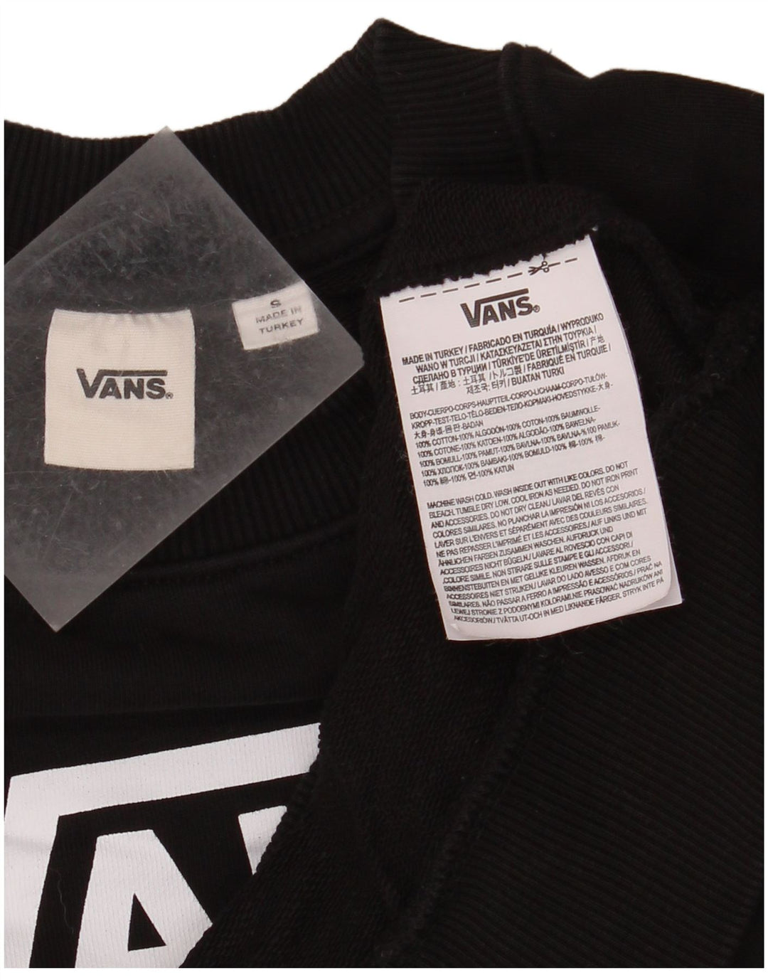 VANS Sweat-shirt court surdimensionné pour femme UK 10 Petit Noir