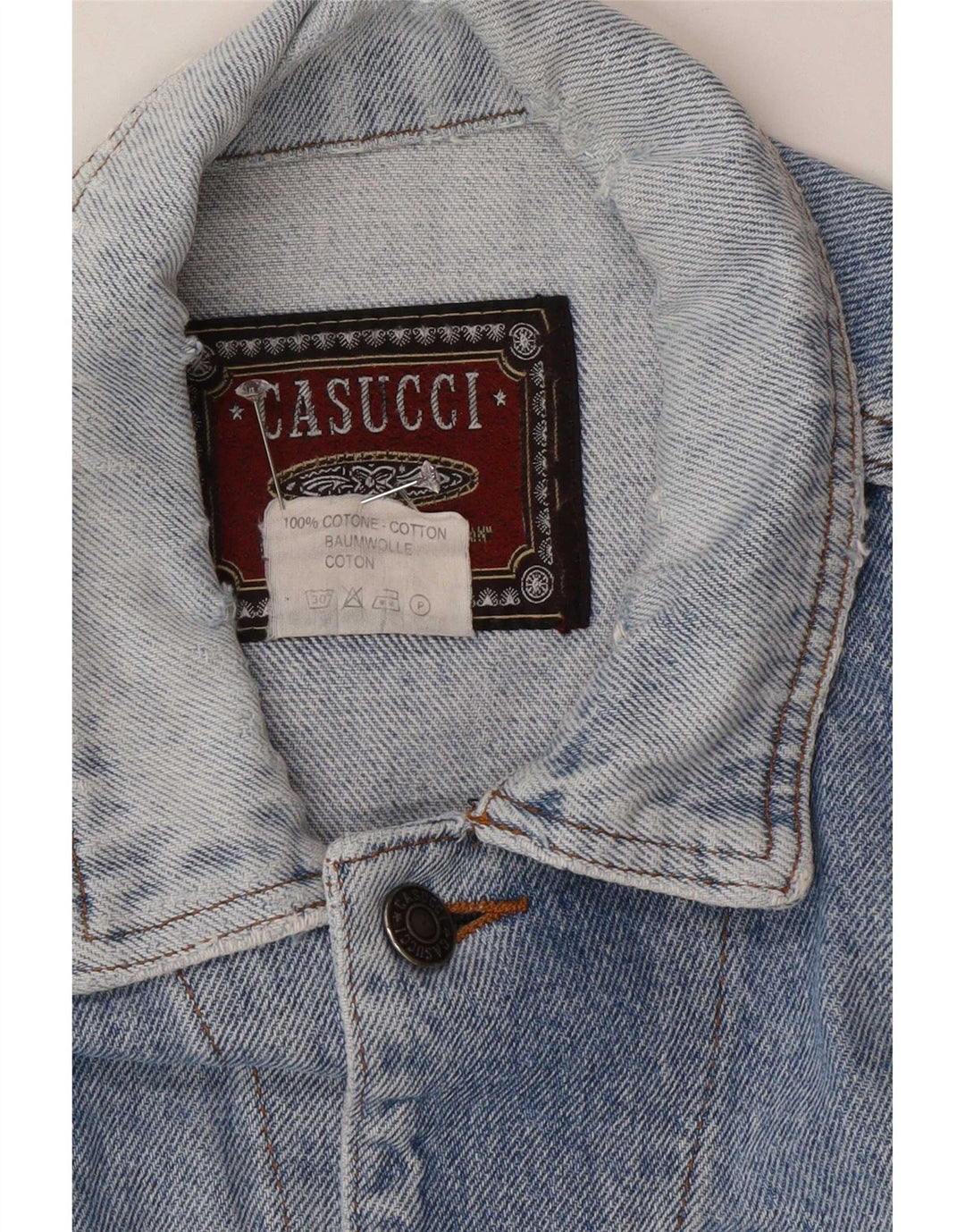 Casucci Veste en jean pour homme UK 40 Large Bleu Coton