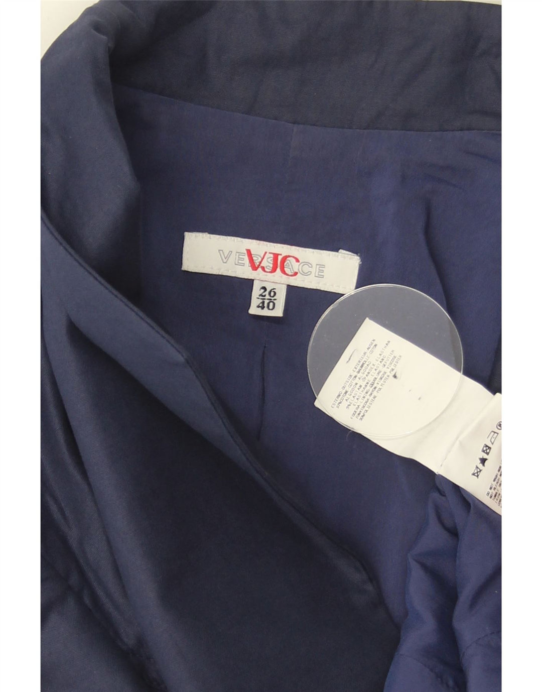 Versace Veste Blazer 1 Bouton Femme IT 40 Petit Coton Bleu Marine