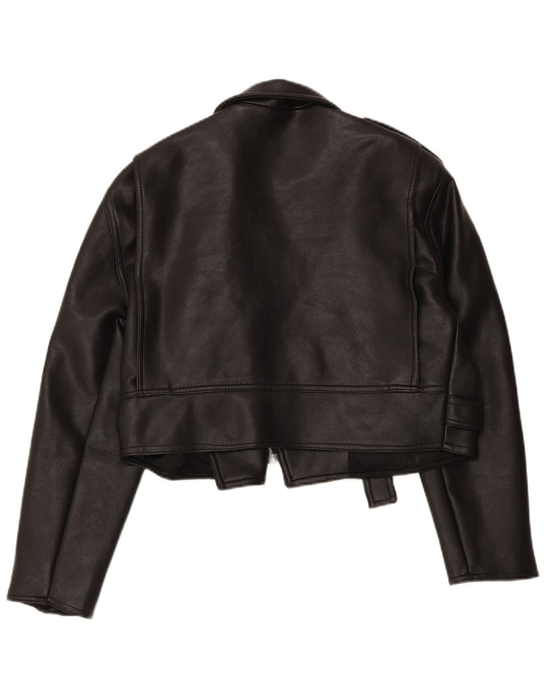 VINTAGE Veste de motard en cuir surdimensionnée pour femmes UK 10 Petit Noir