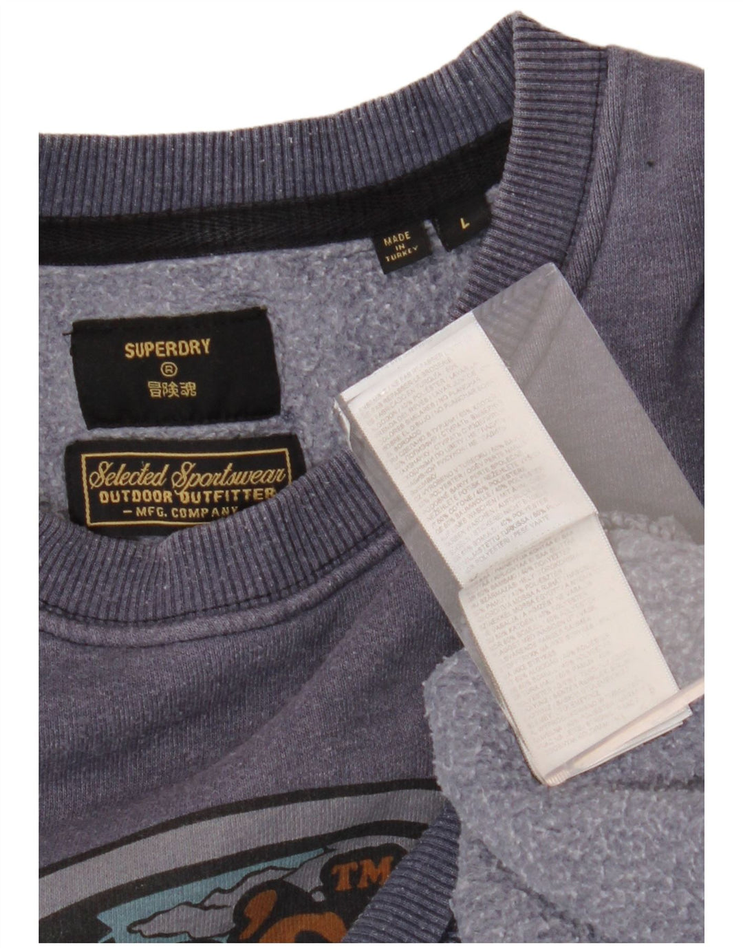 SUPERDRY Sweat-shirt graphique pour hommes, grand, bleu marine, coton