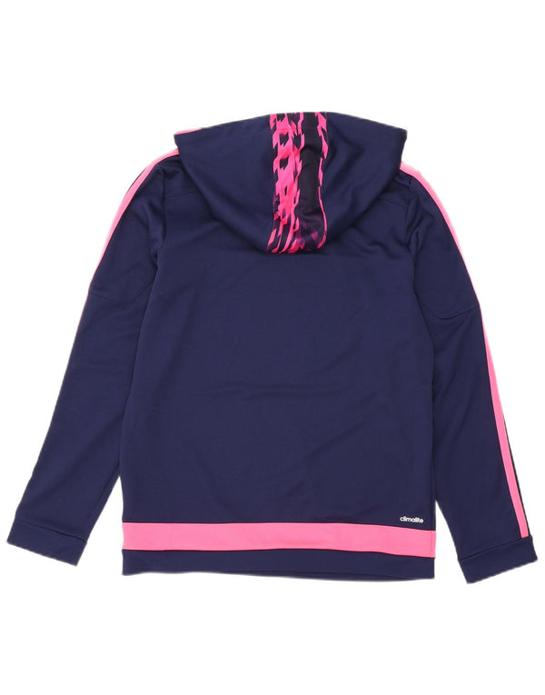 Adidas Womens Climalite Hoodie Jumper UK 12/14 Medium Navy Blue Colourblock
