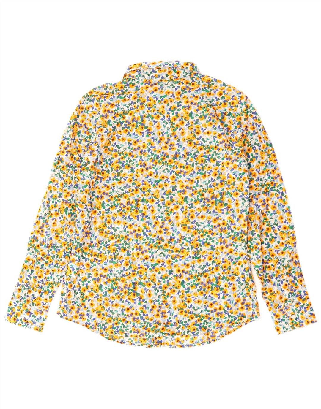 BENETTON Chemise Femme UK 10 Petit Coton Floral Multicolore