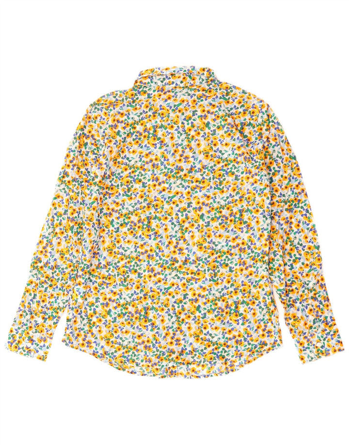 BENETTON Chemise Femme UK 10 Petit Coton Floral Multicolore