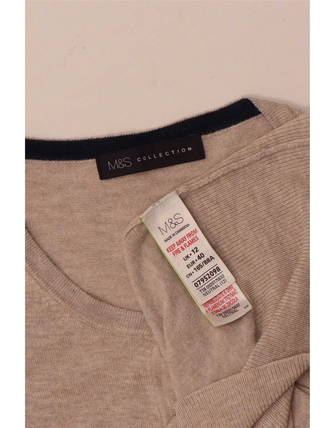 Marks & Spencer Pull Cardigan Femme UK 12 Viscose Beige Moyen