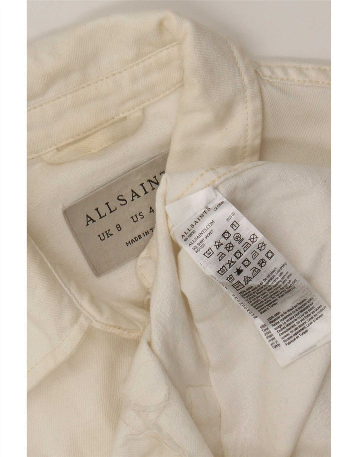 All Saints Chemise en jean surdimensionnée pour femme UK 8 Small Blanc Coton