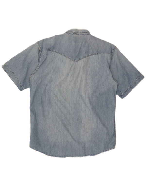 Wrangler Chemise en jean à manches courtes pour homme 2XL Bleu Coton