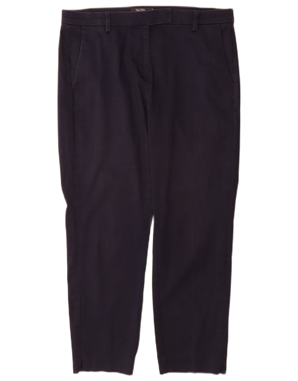 Marks & Spencer Pantalon de costume droit pour femme UK 14 Large W34 L28 Bleu marine