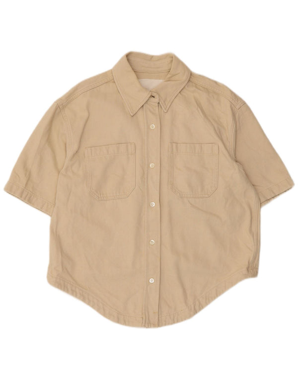 Cos Chemise surdimensionnée à manches courtes pour femme EU 36 Petit coton beige