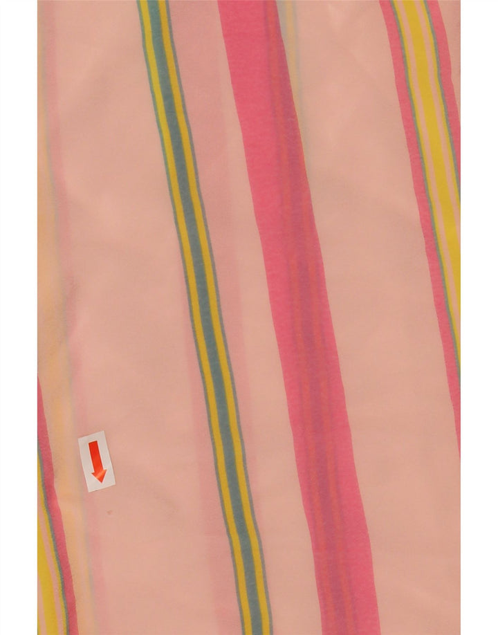 vintage Femmes 3/4 Manches Voir à travers la robe Shift UK 12 Rayé rose moyen