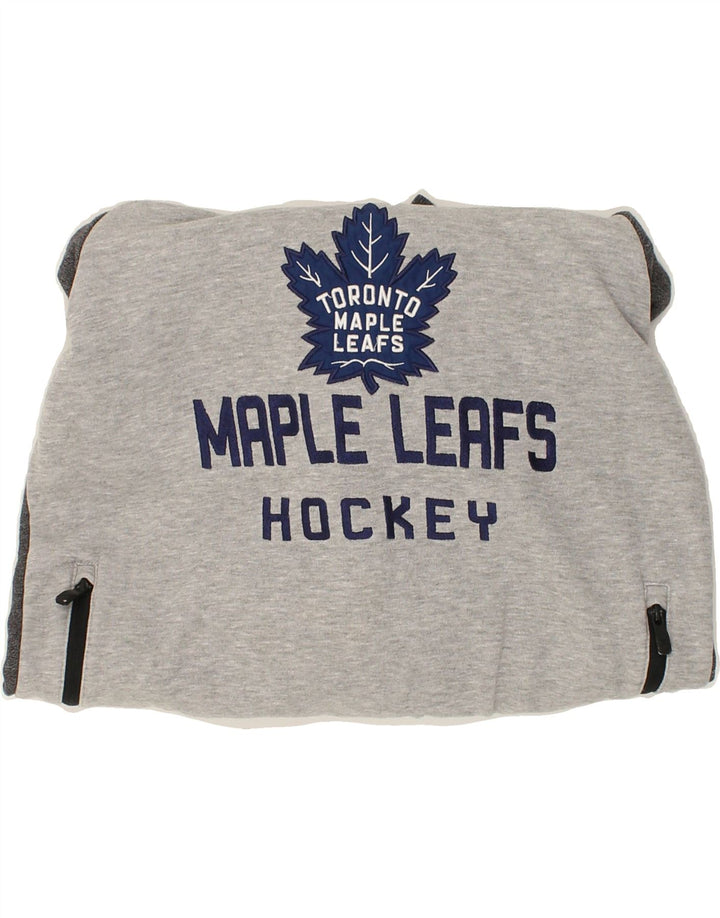 NFL Womens Maple Leafs Graphic Hoodie Jumper UK 14 Medium Grey Colourblock Vintage NFL and Second-Hand NFL from Messina Hembry 