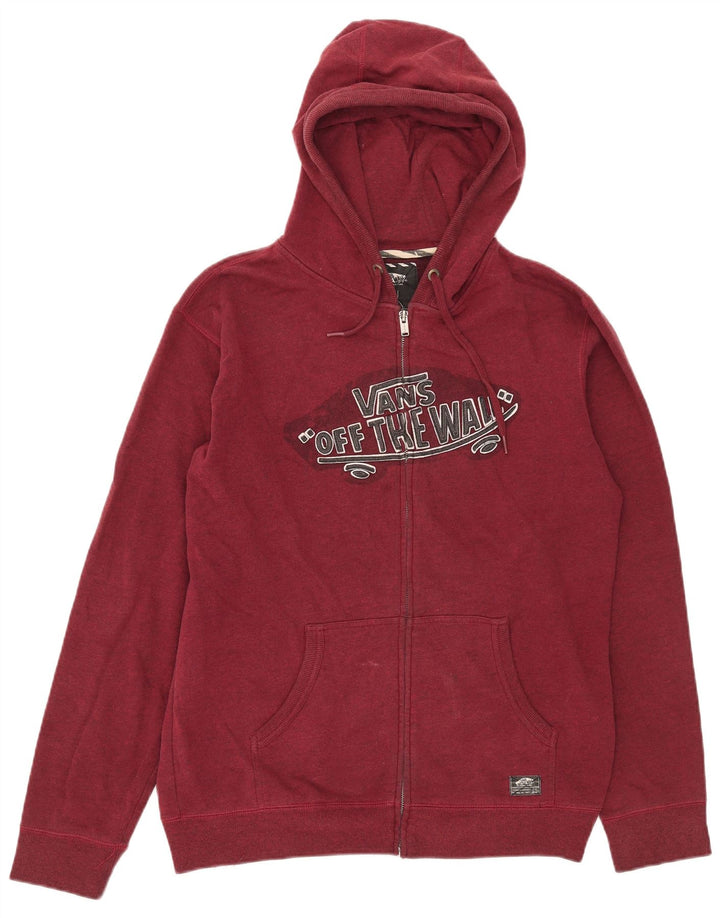 Vans Pull à capuche zippé graphique en coton bordeaux moyen pour homme