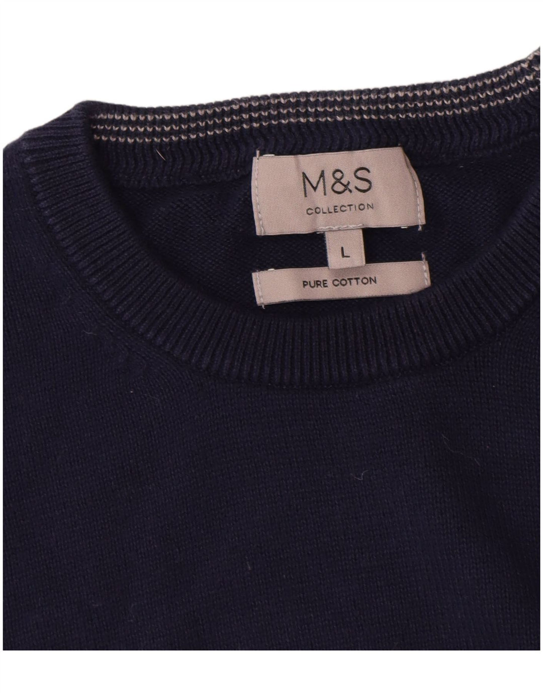Marks & Spencer Pull à col rond pour homme en coton bleu marine Taille L
