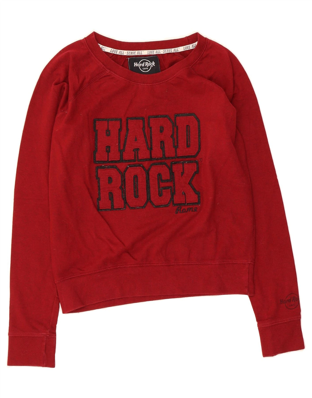 HARD ROCK CAFE Womens Roma Graphic Sweatshirt Jumper UK 14 Medium Red Vintage Hard Rock Cafe and Second-Hand Hard Rock Cafe from Messina Hembry 