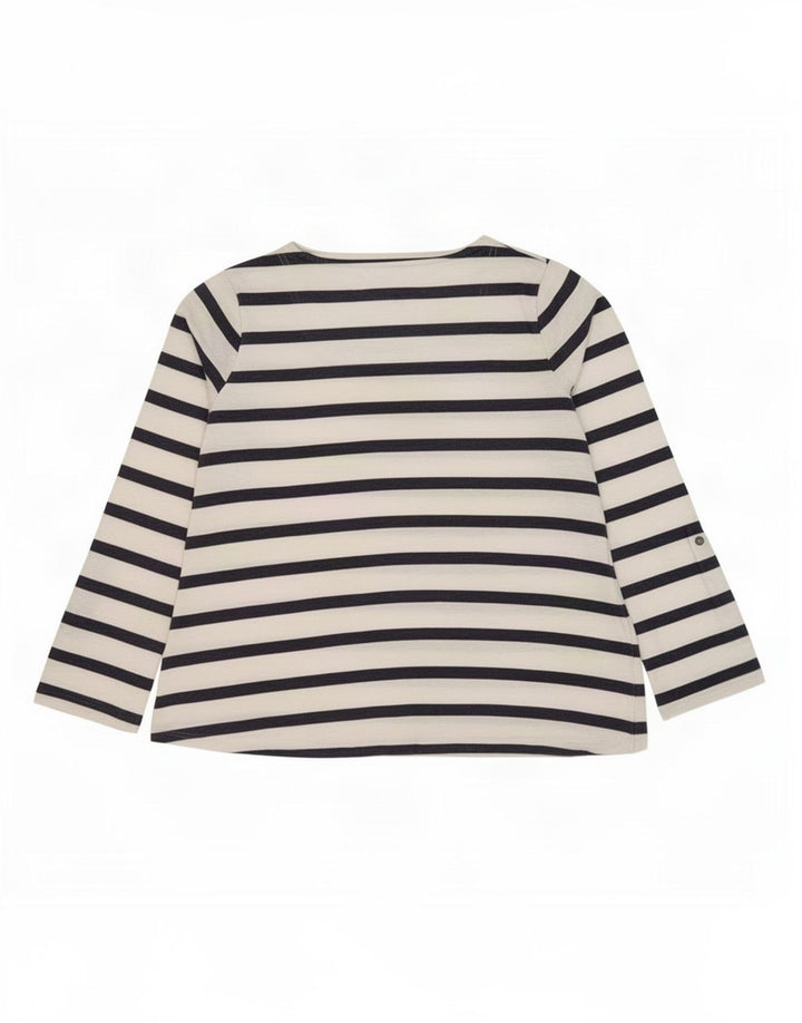 Weird Fish Haut à manches longues pour femme en coton rayé blanc moyen UK 42