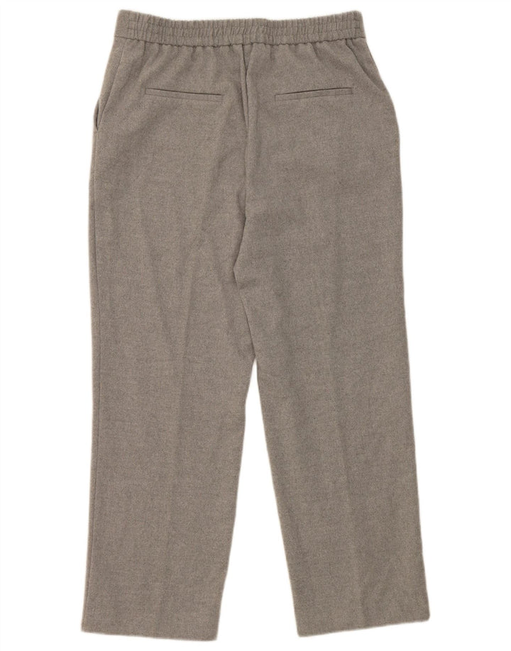 Zara Femme Pantalon Court Droit Moyen W28 L25 Gris Polyester