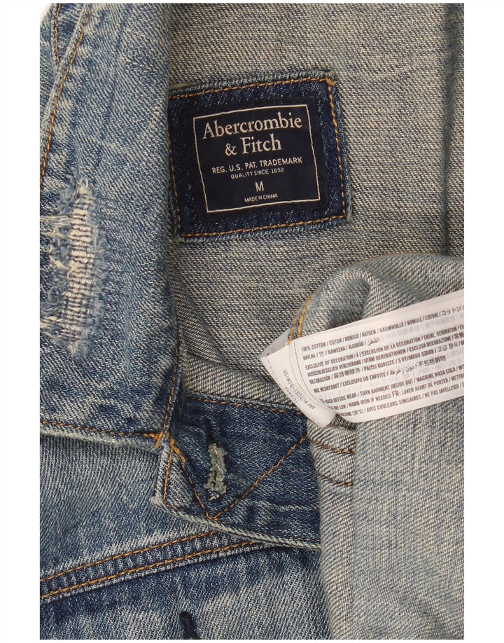 ABERCROMBIE & FITCH Veste en jean surdimensionnée pour femme UK 14 Bleu moyen Coton