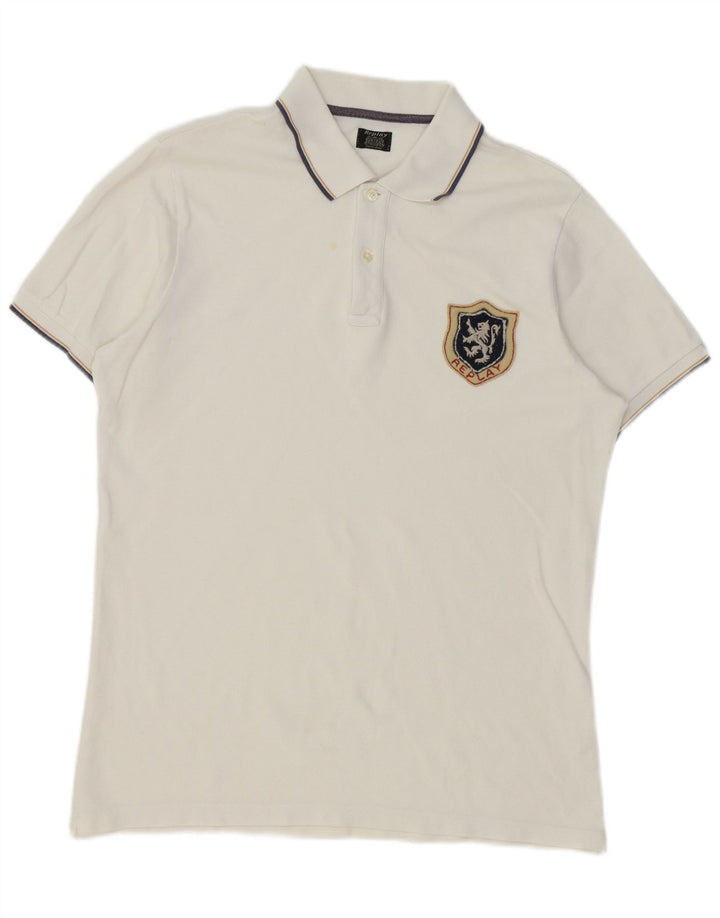 Replay Polo Homme XL Blanc Coton Classique