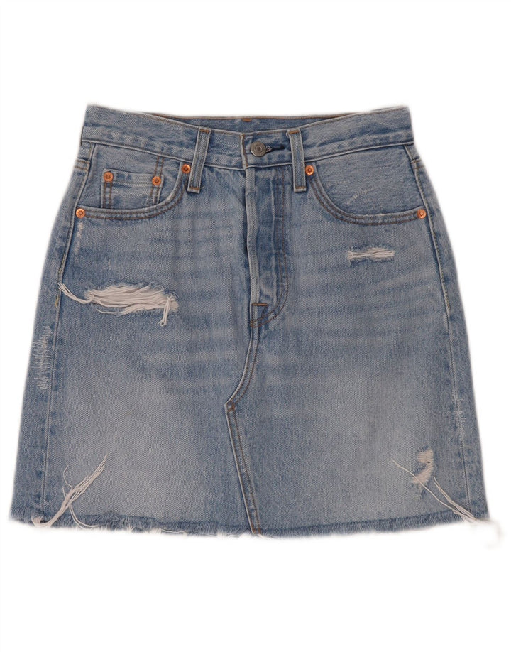 LEVI'S Jupe en jean vieilli W25 XS en coton bleu pour femme