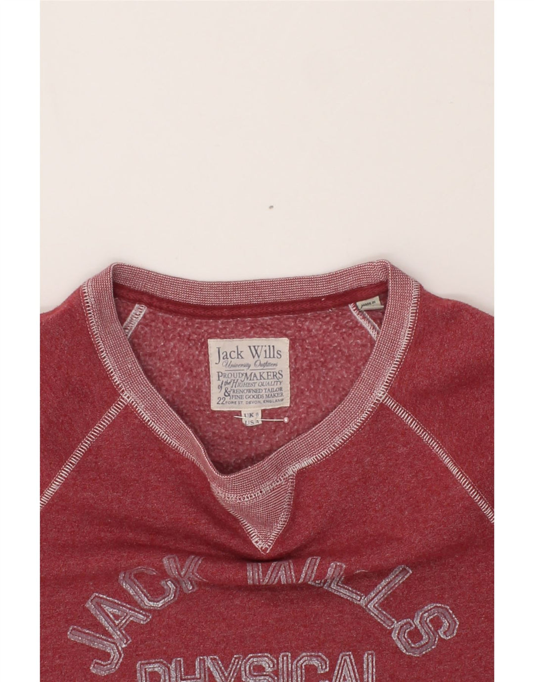 JACK WILLS Womens Graphic Sweatshirt Jumper UK 8 Small Red Cotton Vintage Jack Wills and Second-Hand Jack Wills from Messina Hembry 