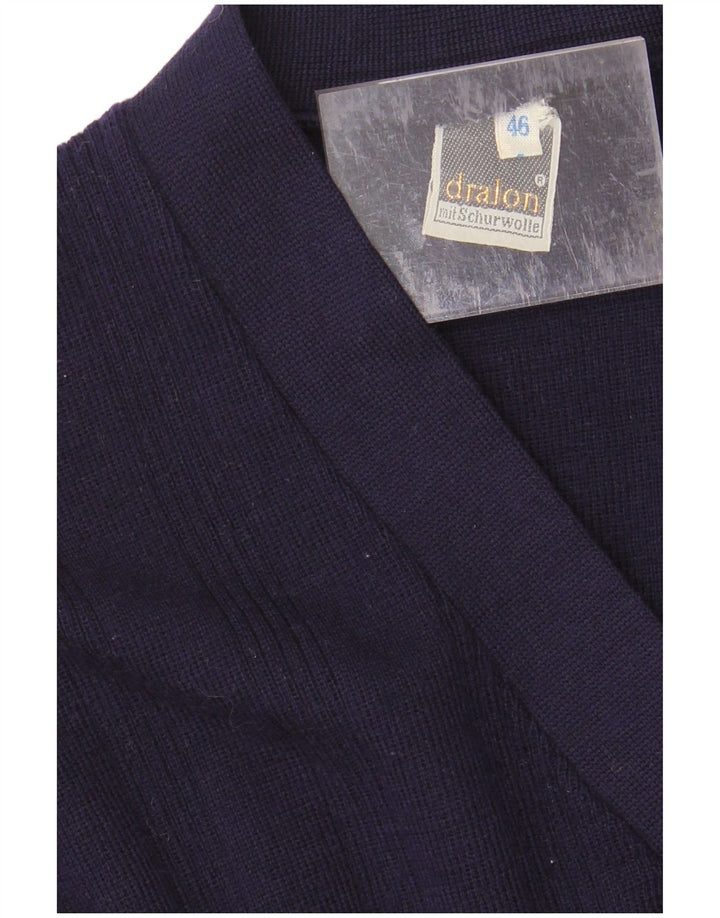 DRALON Womens Cardigan Sweater IT 46 Large Navy Blue Wool