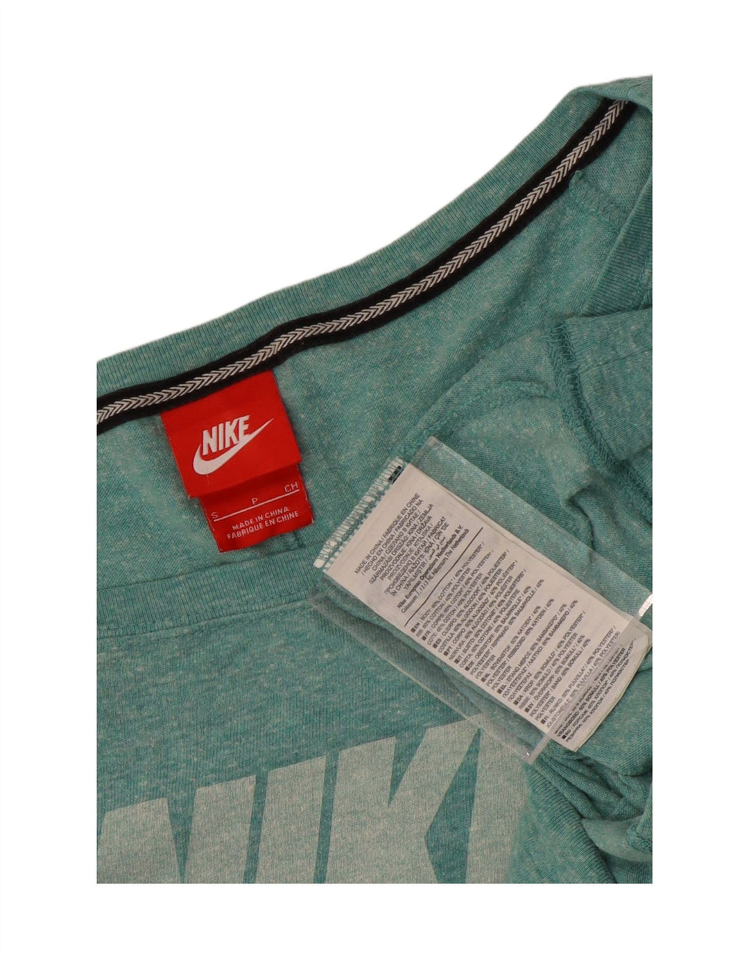 Nike Haut graphique à épaules dénudées pour femme à manches longues UK 10 Petit Turquoise