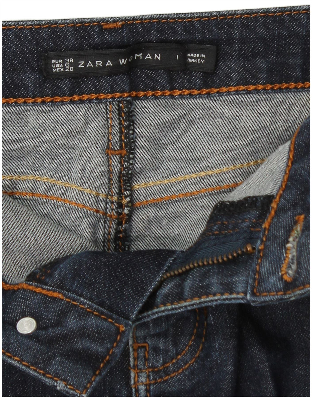 Jupe en jean femme ZARA EU 38 Small W28 bleu marine