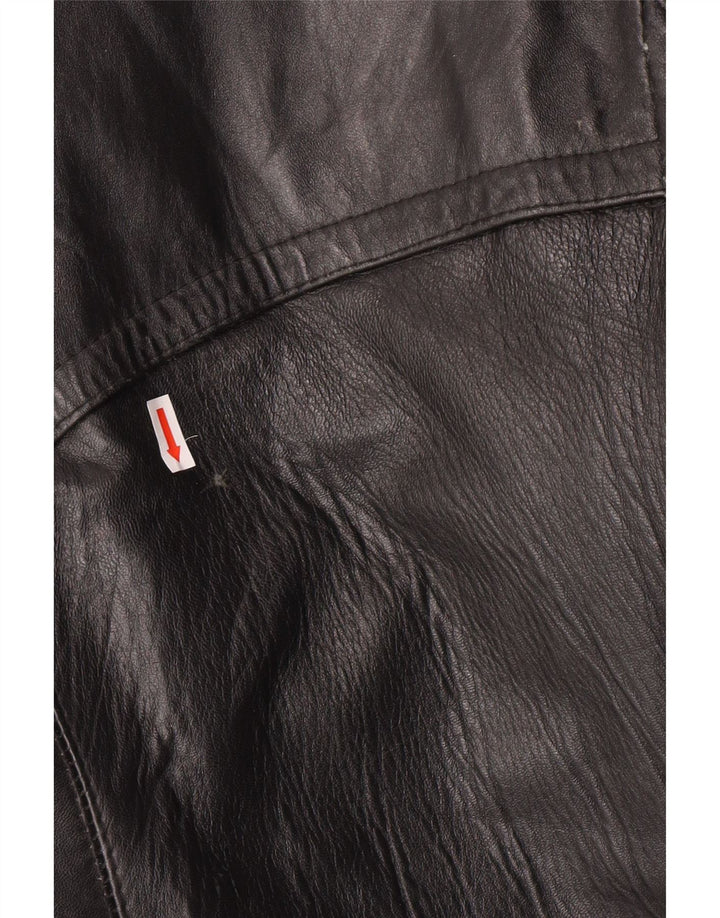 veste en cuir double boutonnage vintage pour homme UK 40 Grand cuir noir