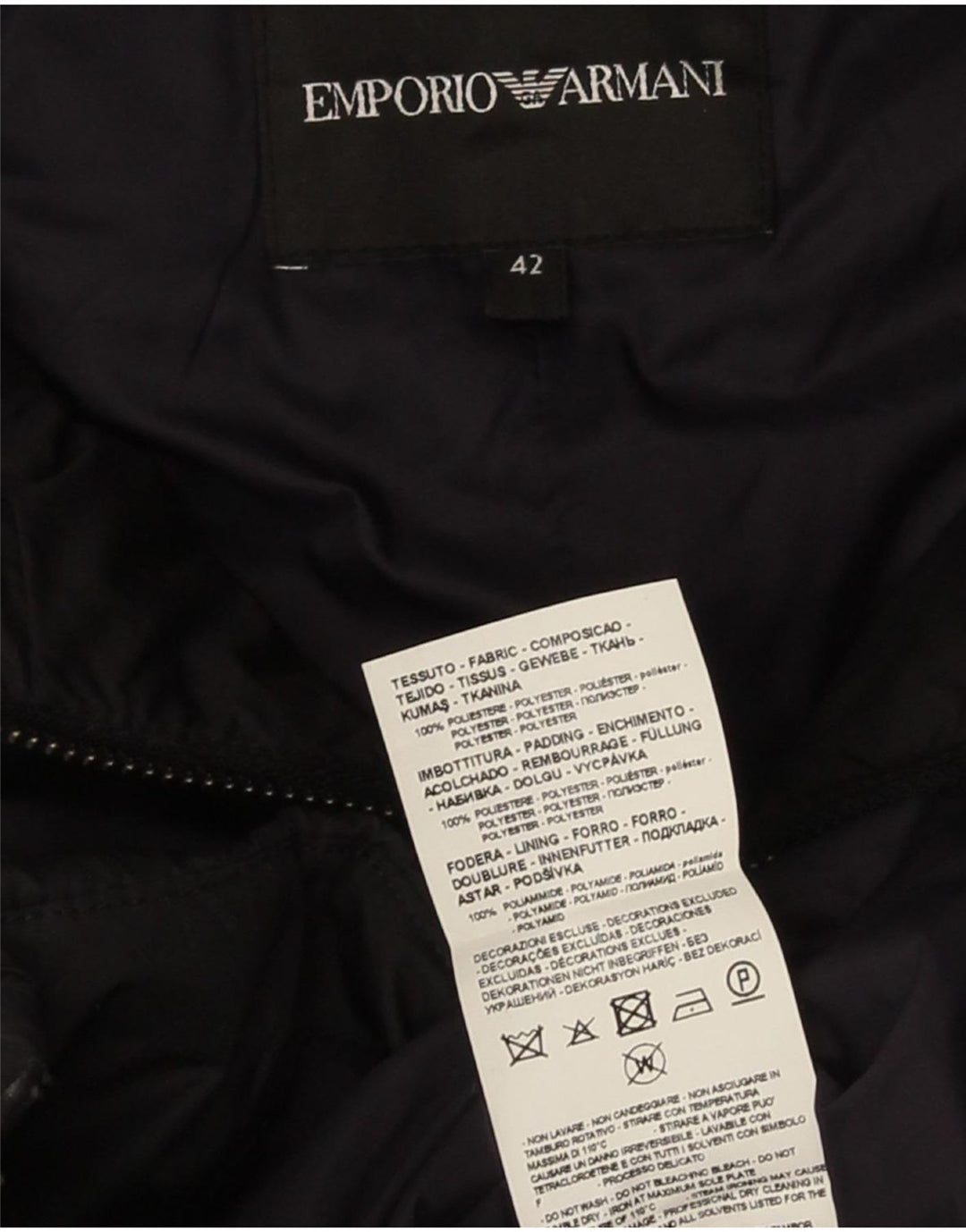 Manteau matelassé matelassé pour femme Emporio Armani IT 42 Polyester noir moyen