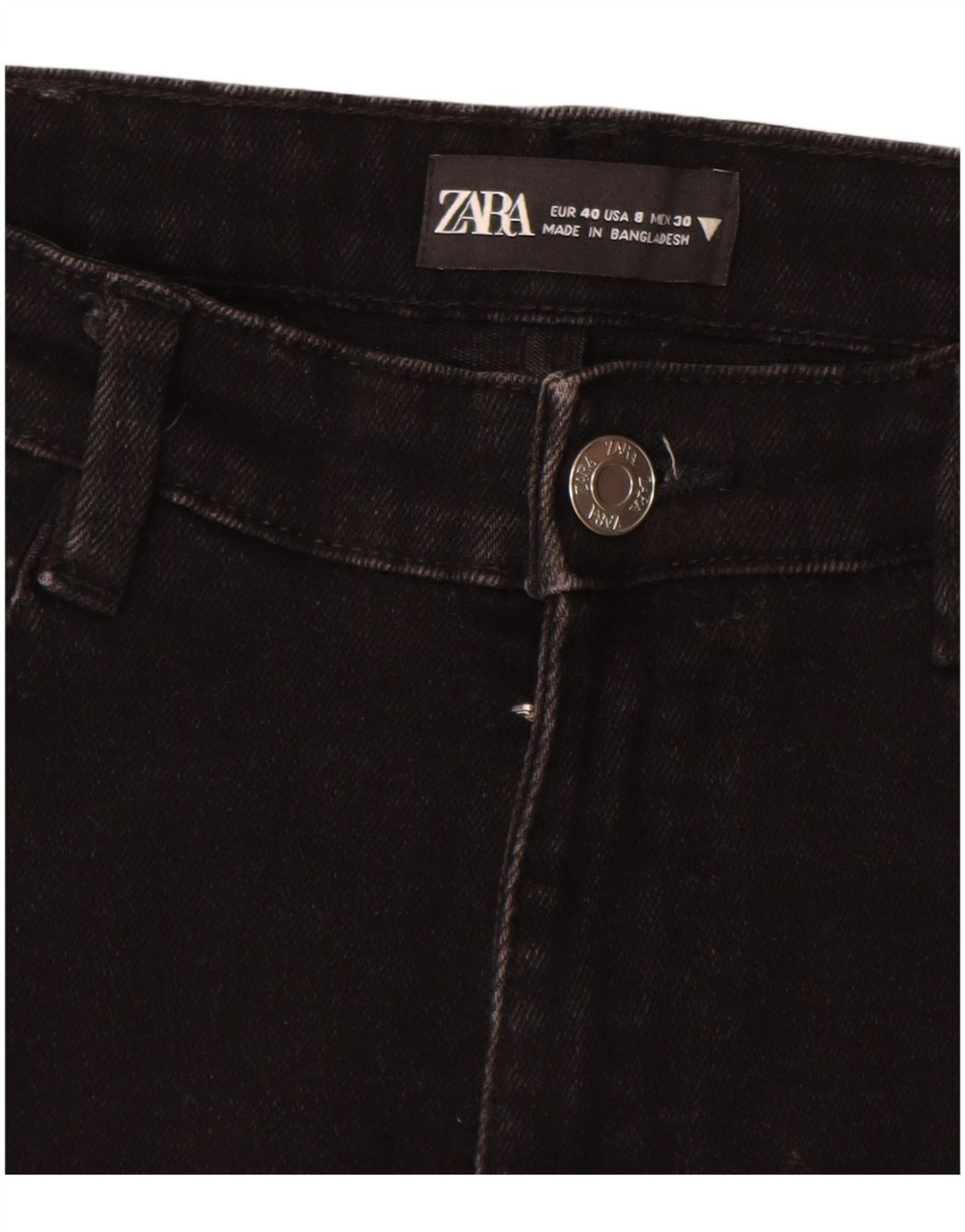 ZARA Jean slim court pour femme EU 40 Medium W30 L25 Noir