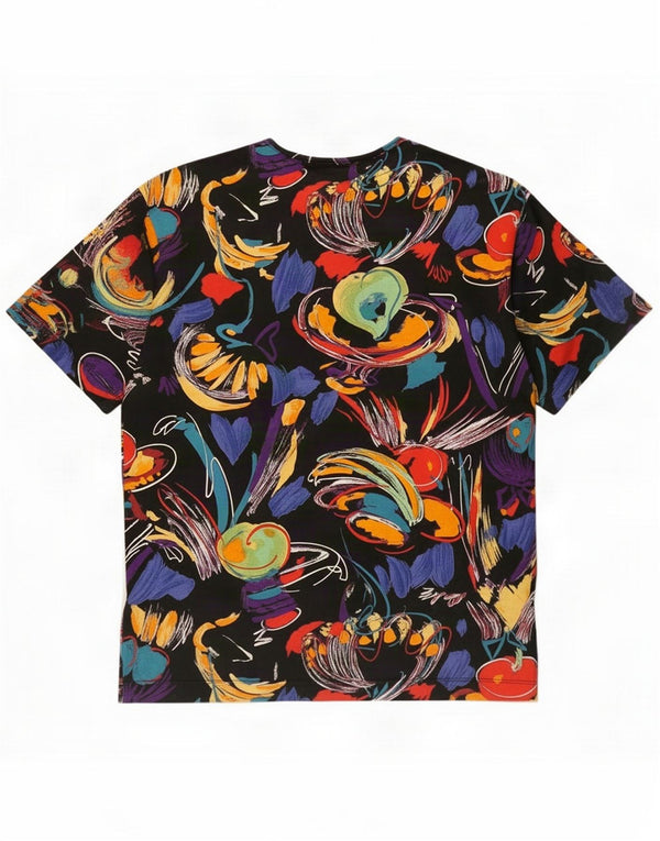 Vintage Womens Abstract Pattern T-Shirt Top UK 10 Small Multicolore