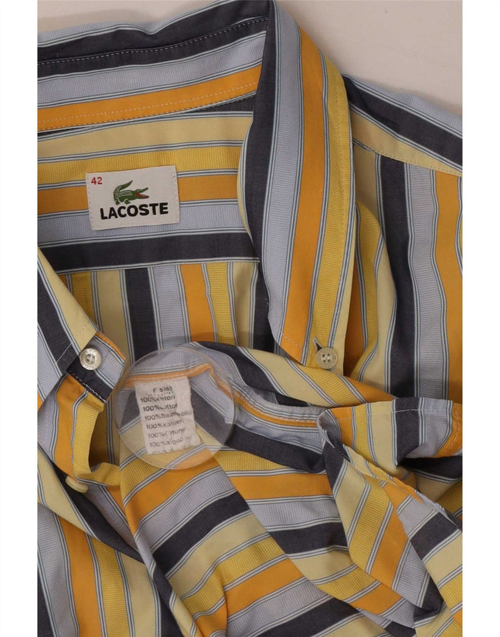 Lacoste Chemise à manches courtes pour homme Taille 42 Grand coton rayé multicolore