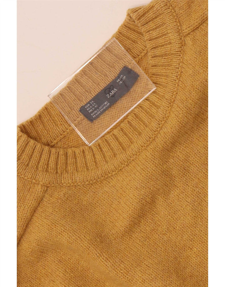 Zara Pull ras du cou pour homme XL en laine jaune