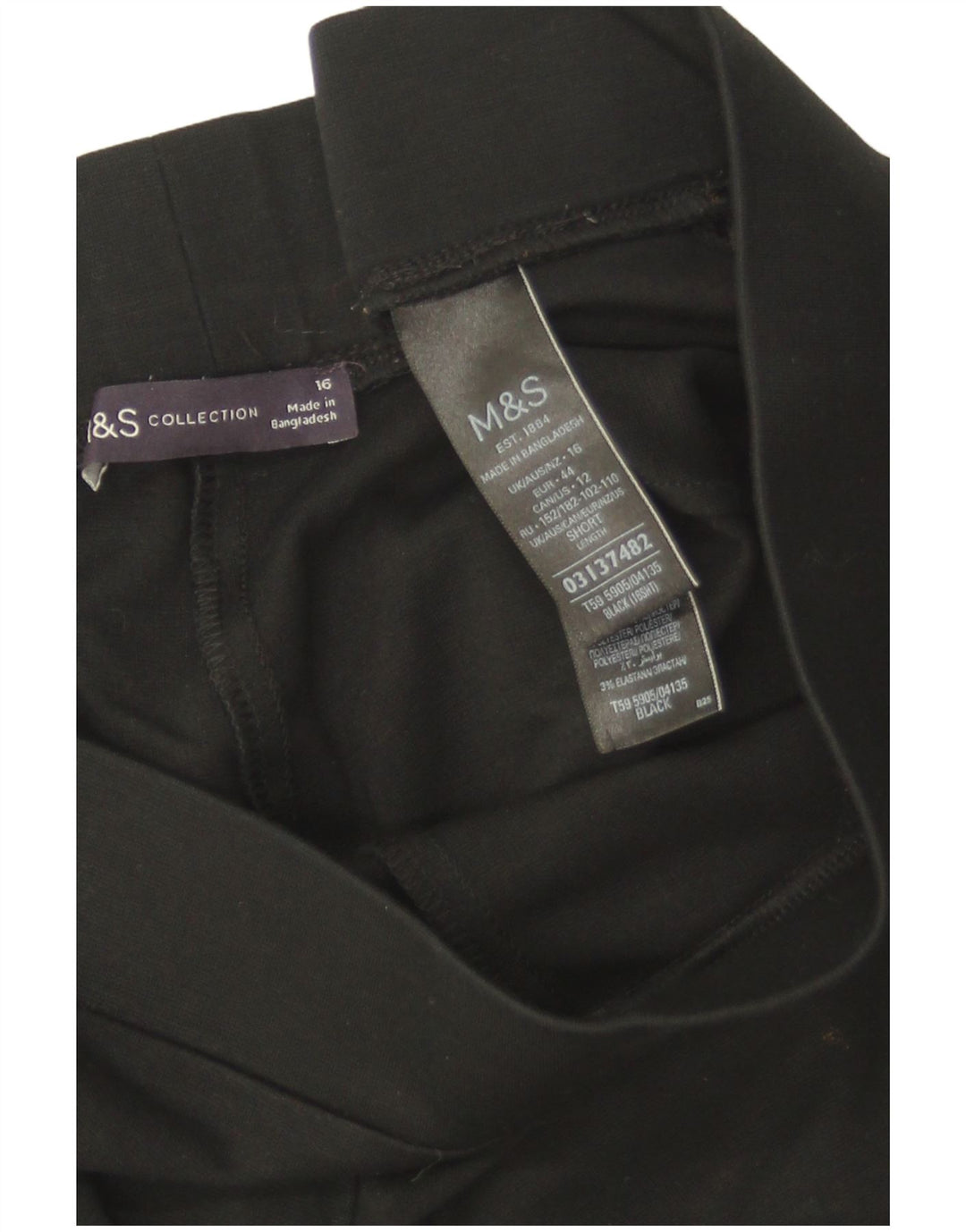 Marks & Spencer Legging court pour femme UK 16 Large Noir Viscose
