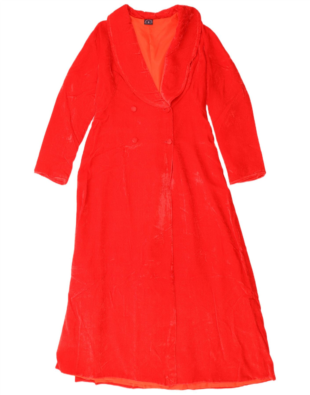 vintage Femmes Velours Double Breasted Manteau UK 12 Rouge Moyen