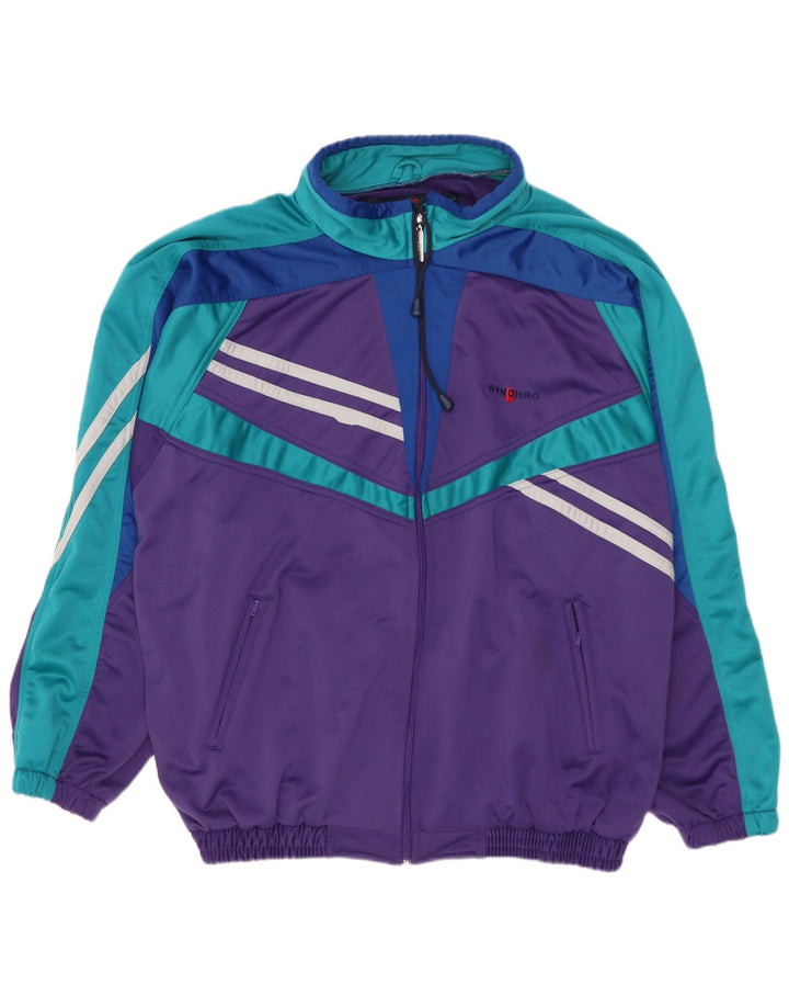 Synchro Veste de survêtement pour homme Taille L Violet Colorblock Polyester