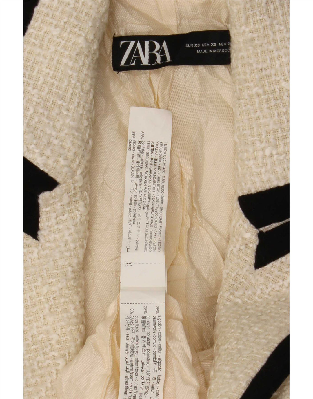 Zara Veste blazer à double boutonnage pour femme UK 6 XS Polyester blanc cassé