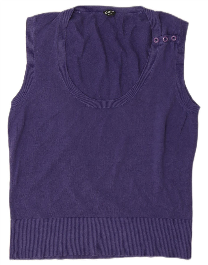 Oasis Débardeur Femme UK 16 Large Bleu Marine Coton
