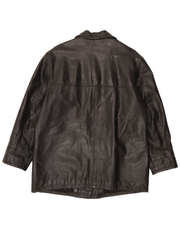 Manteau en cuir femme vintage IT 48 XL Noir