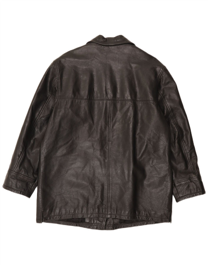 Manteau en cuir femme vintage IT 48 XL Noir