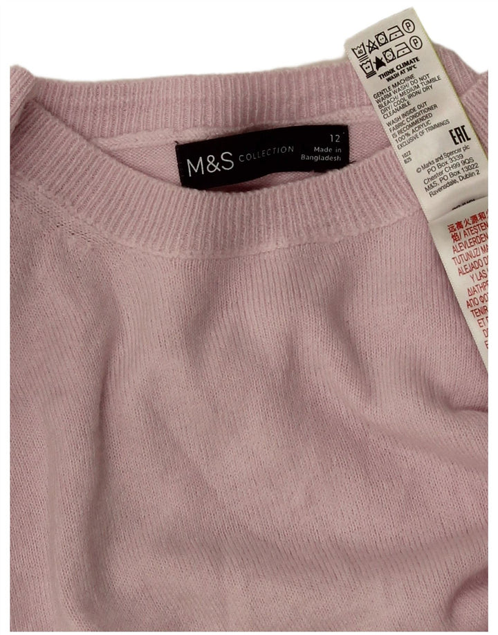 Marks & Spencer Pull à col rond pour femme UK 12 Acrylique rose moyen