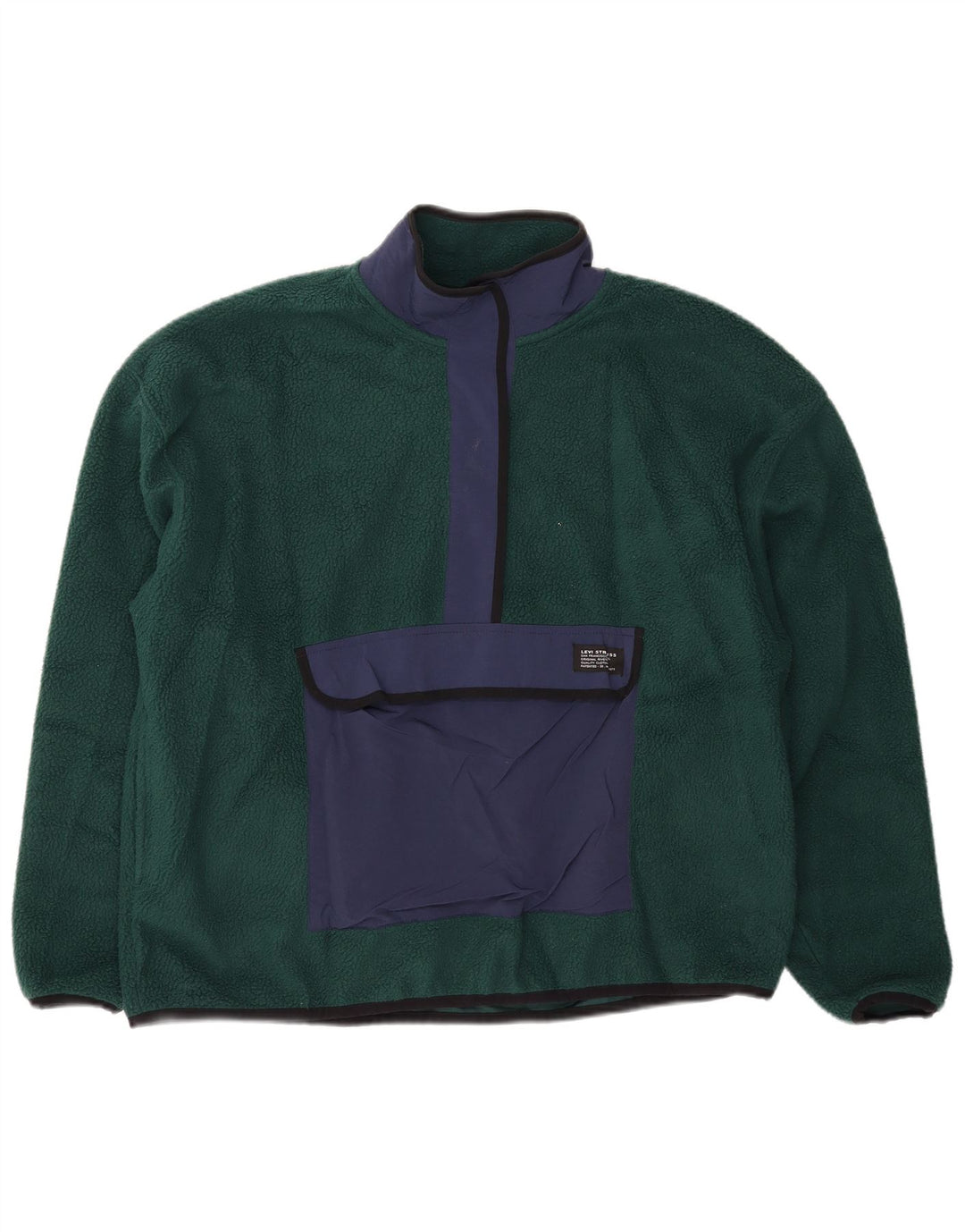 Levi's Pull Oversize en Polaire Femme UK 14 Vert Moyen Colourblock