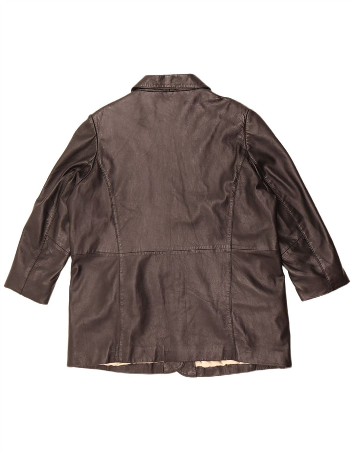Essence Veste en cuir surdimensionnée pour femme UK 18/20 XL Cuir noir