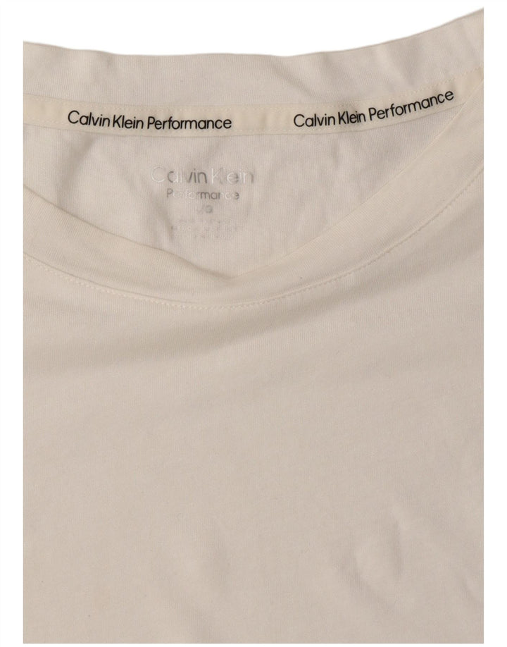CALVIN KLEIN T-Shirt Femme UK 16 Large Blanc
