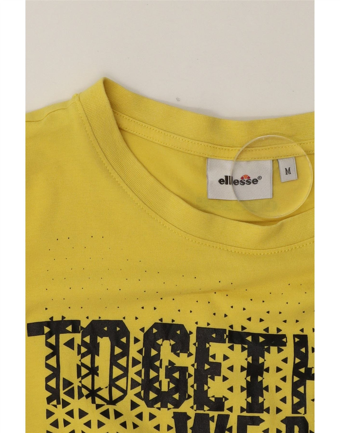 ELLESSE Womens Graphic T-Shirt Top UK 12 Medium Yellow Vintage Ellesse and Second-Hand Ellesse from Messina Hembry 
