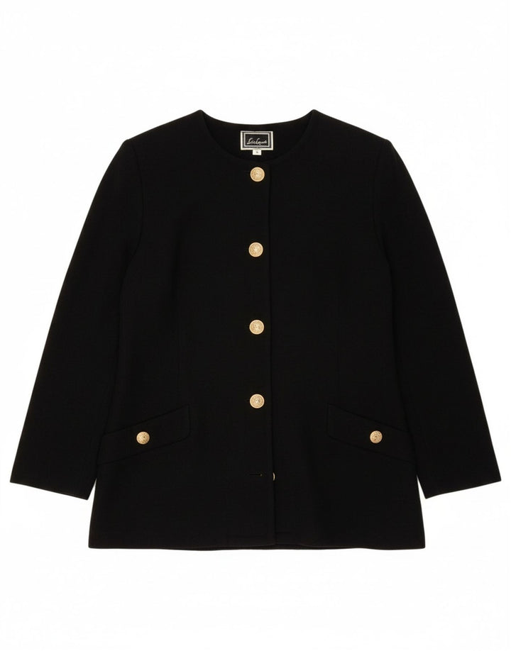 Luisa Spagnoli Veste blazer à 5 boutons pour femme UK 12 Noir moyen