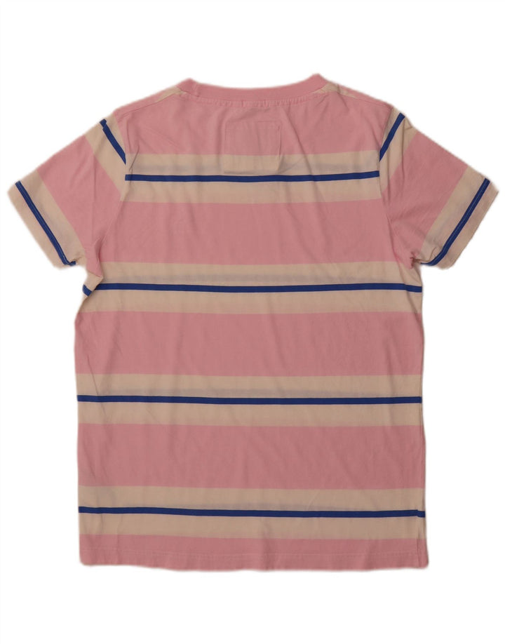 ABERCROMBIE & FITCH T-shirt musclé pour homme XL en coton rayé rose