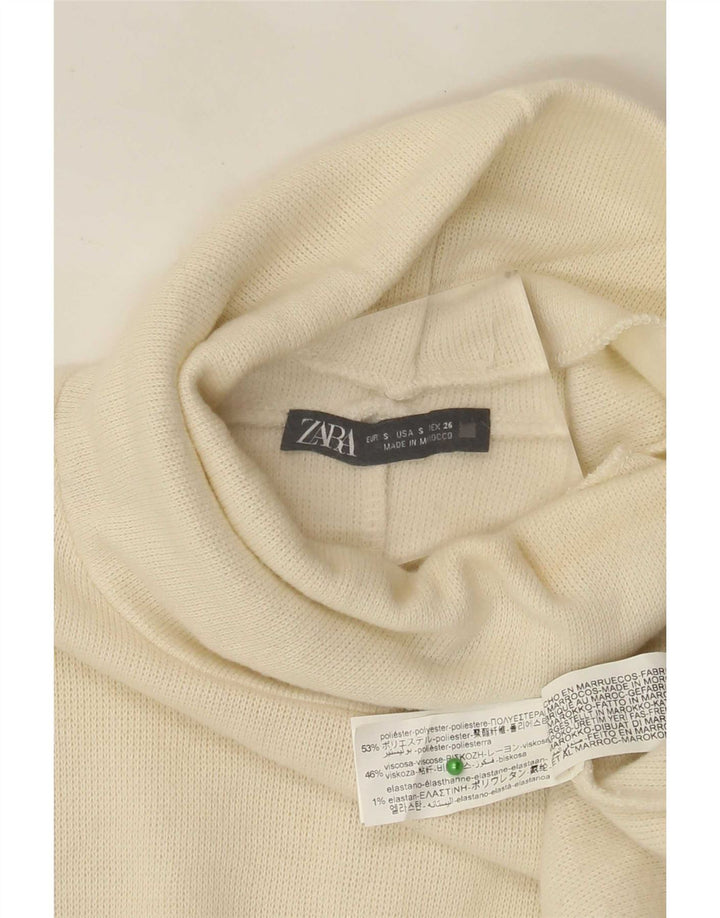 Zara Femme Robe Pull UK 10 Petit Beige Polyester