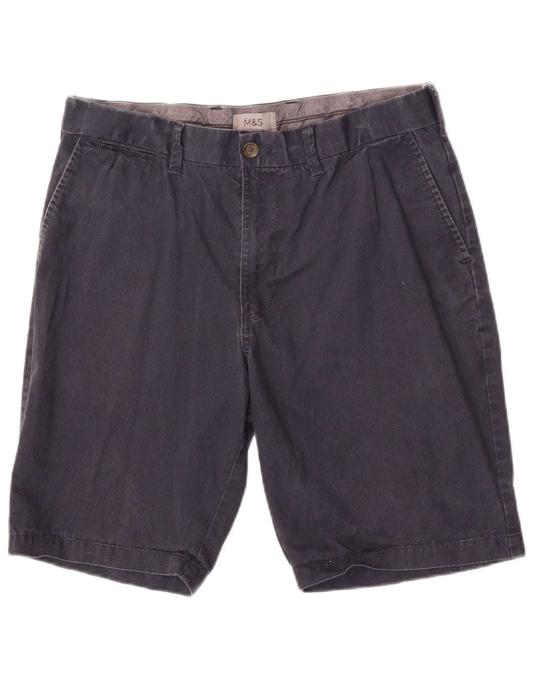 Marks & Spencer Short Chino Homme W34 Large Bleu Marine Coton